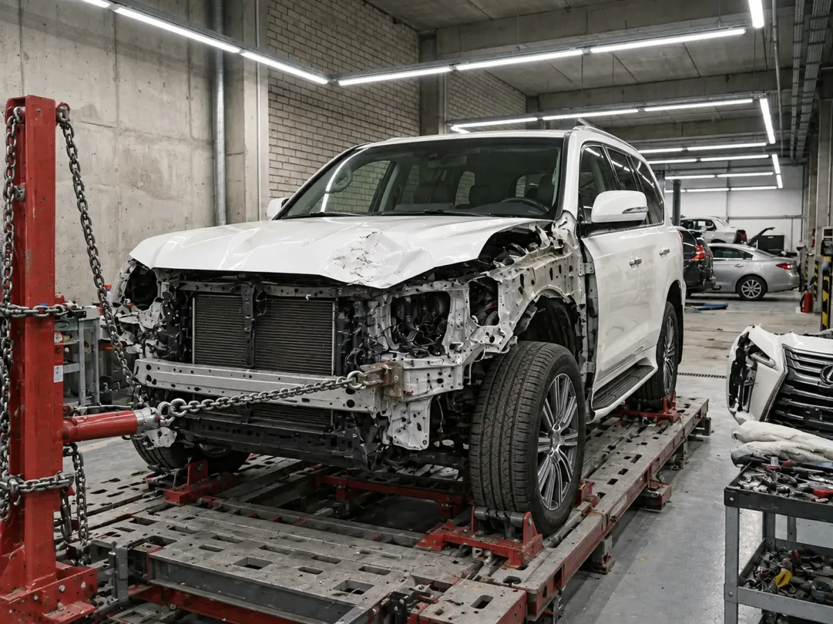 В процессе — Lexus LX — восстановление передней части после ДТП
