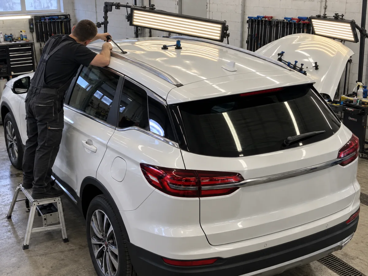 В процессе — Geely Atlas — ремонт кузова после града