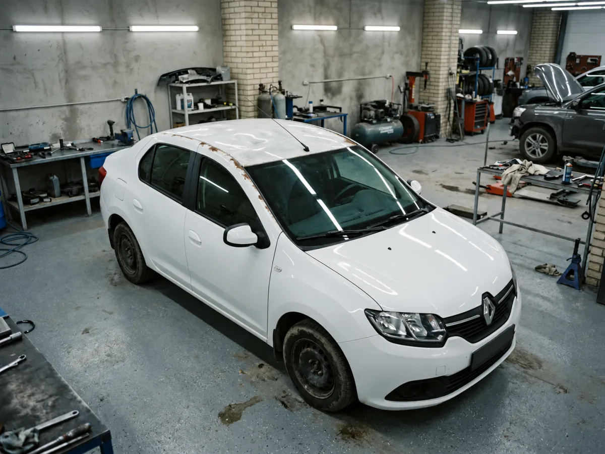 До ремонта — Renault Logan — покраска крыши