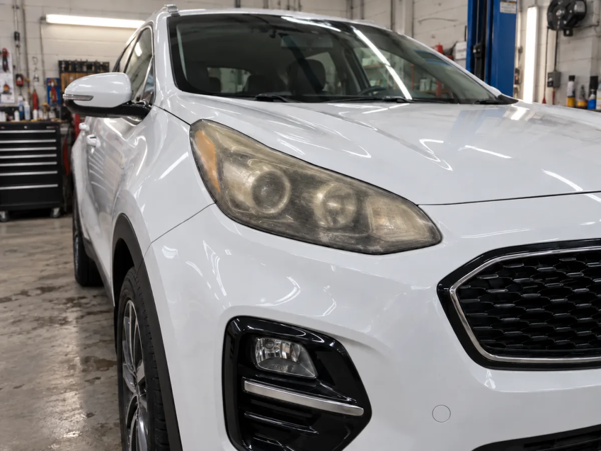До ремонта — Kia Sportage — восстановление прозрачности фар
