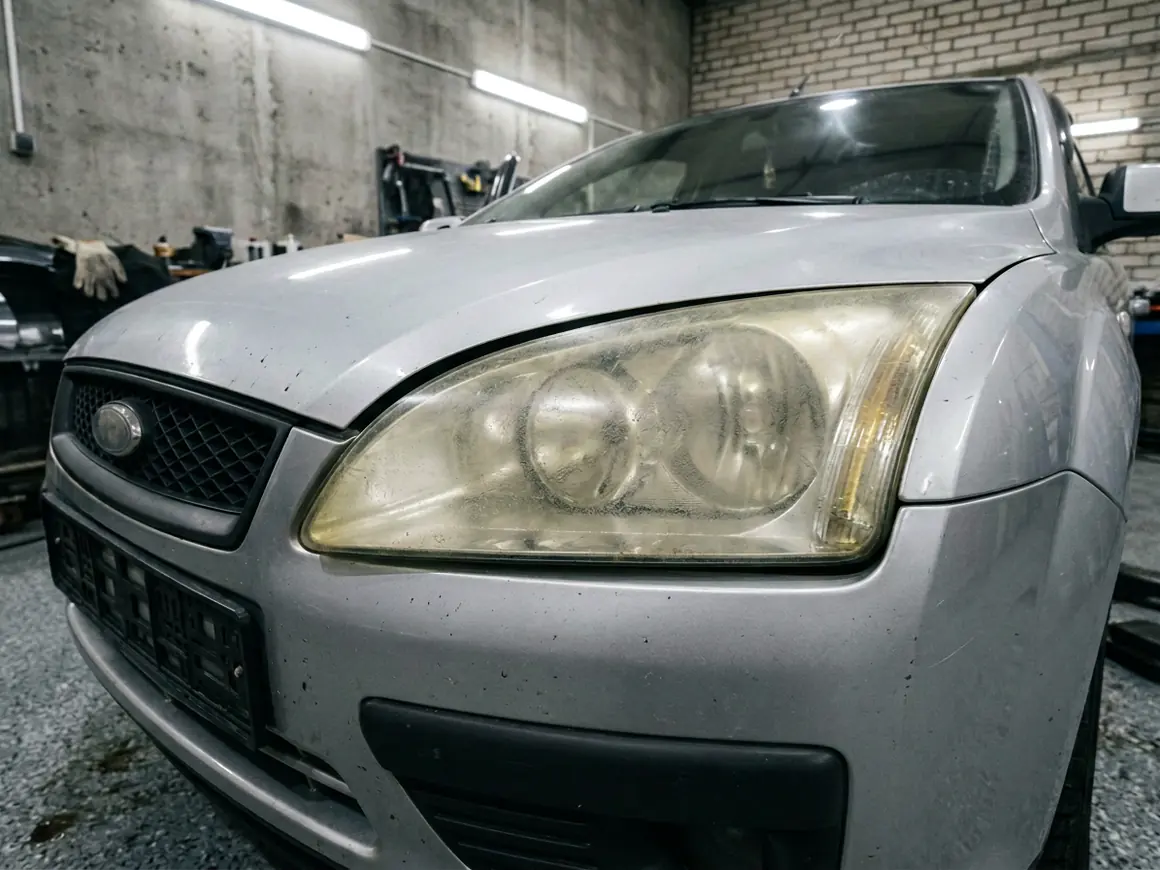 Полировка фар — до ремонта. Ford Focus — помутнение поликарбоната
