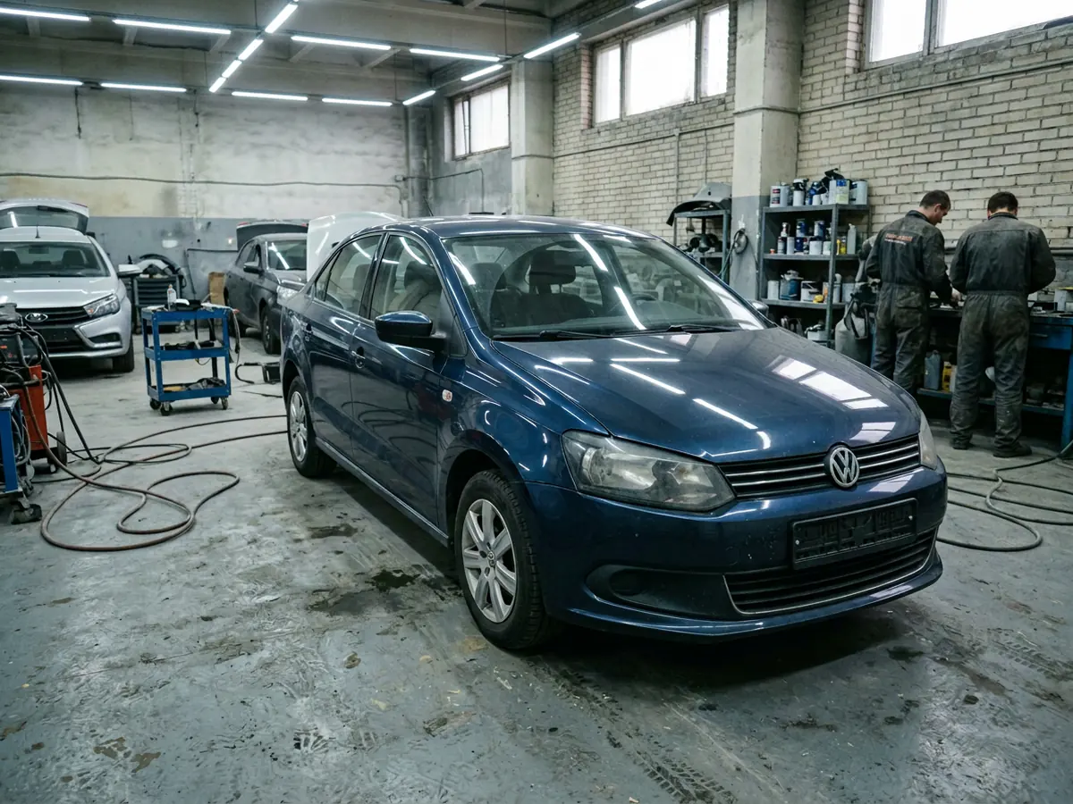 VW Polo — замена и покраска переднего крыла